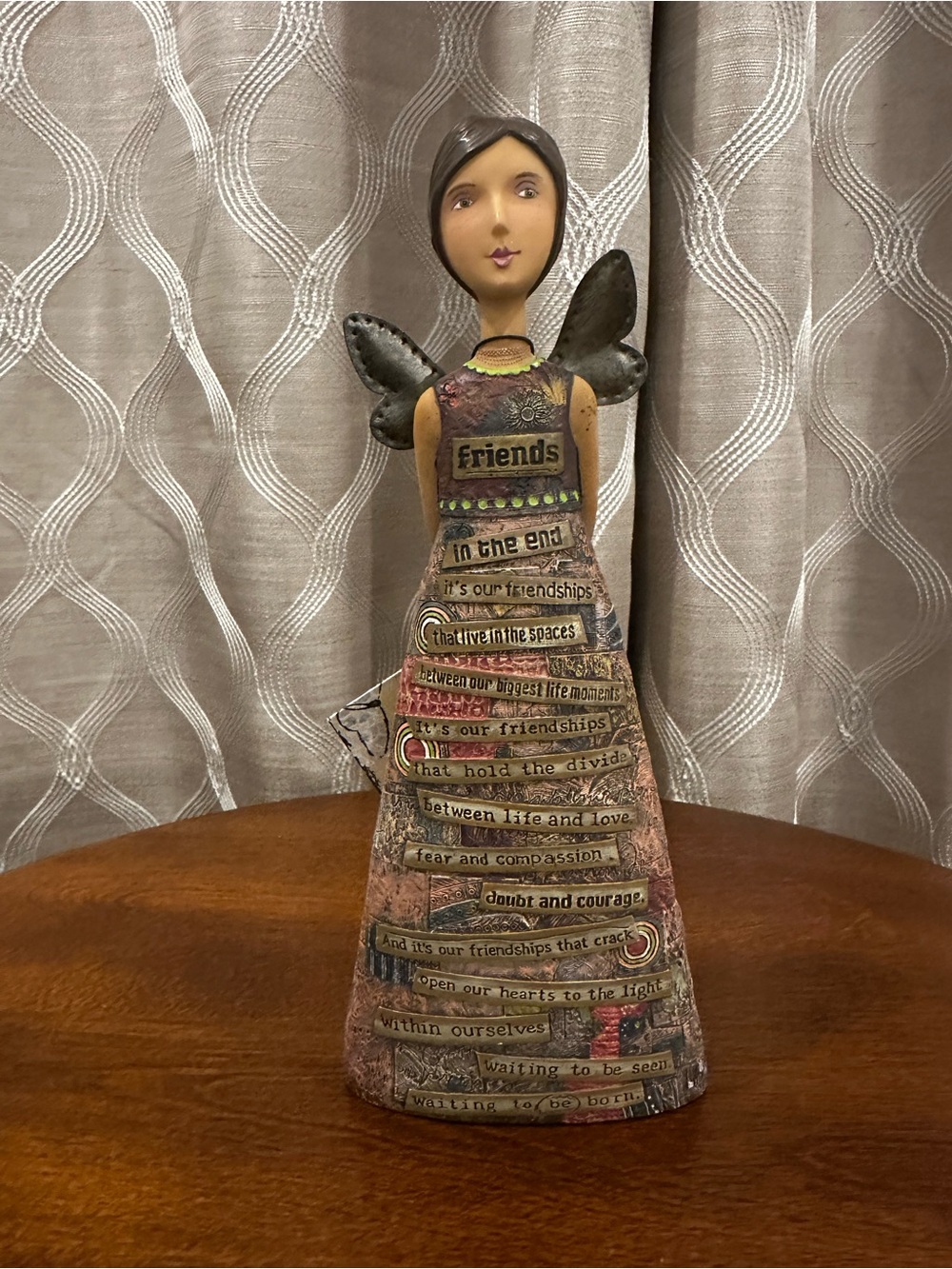 Demdaco Kelly Rae Robert’s Angel Figurine with Multicolor Patchwork Dress